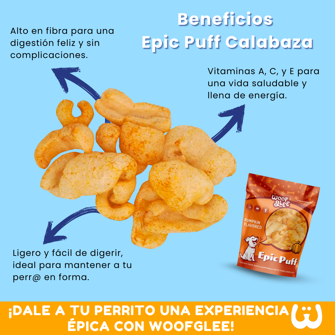 WoofGlee: Epic Puffs, Sabor Calabaza, 2.5 oz
