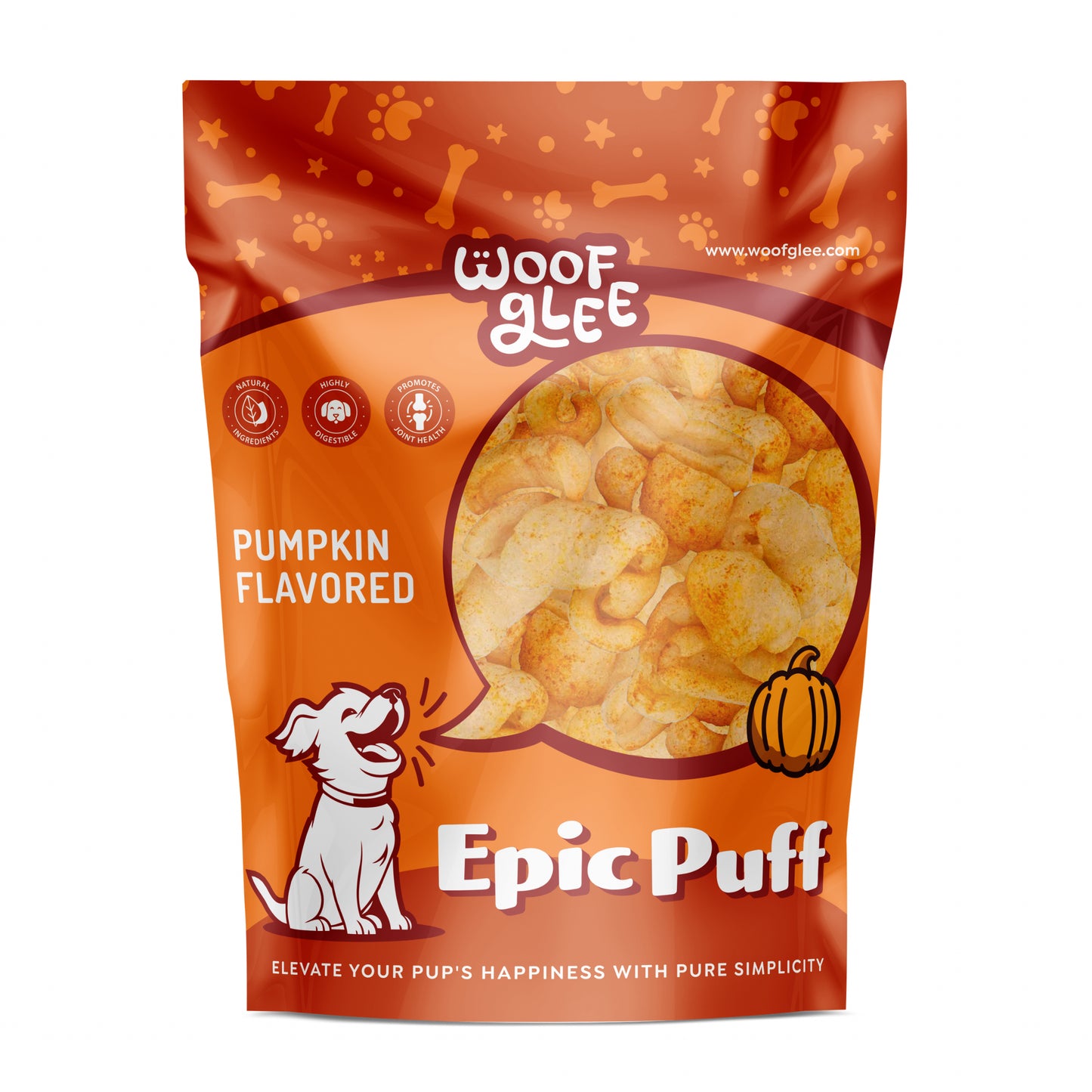 WoofGlee: Epic Puffs, Sabor Calabaza, 2.5 oz