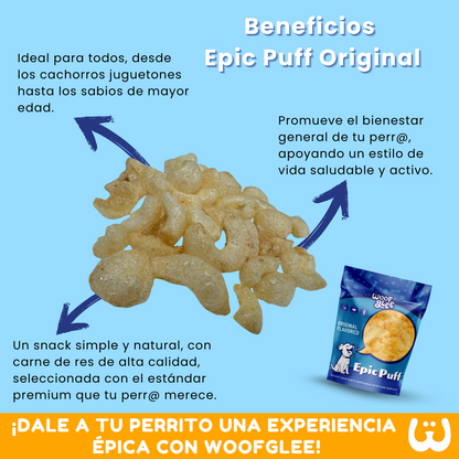 WoofGlee: Epic Puffs, Sabor Original, 2.5 oz